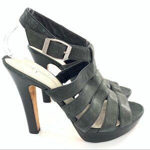 Via Spiga Womens platforms size 8 gray suede strappy cage chunky